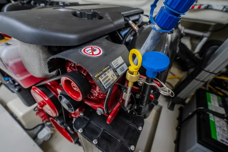Slide: The Image of Engine compartment of 2027 Chris-Craft Launch 35 GT with Volvo Penta components. - 35