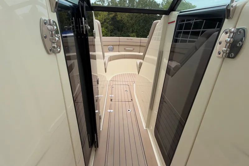 Slide: The Image of 2027 Chris-Craft Launch 35 GT boat interior with sleek design and luxurious seating. - 51