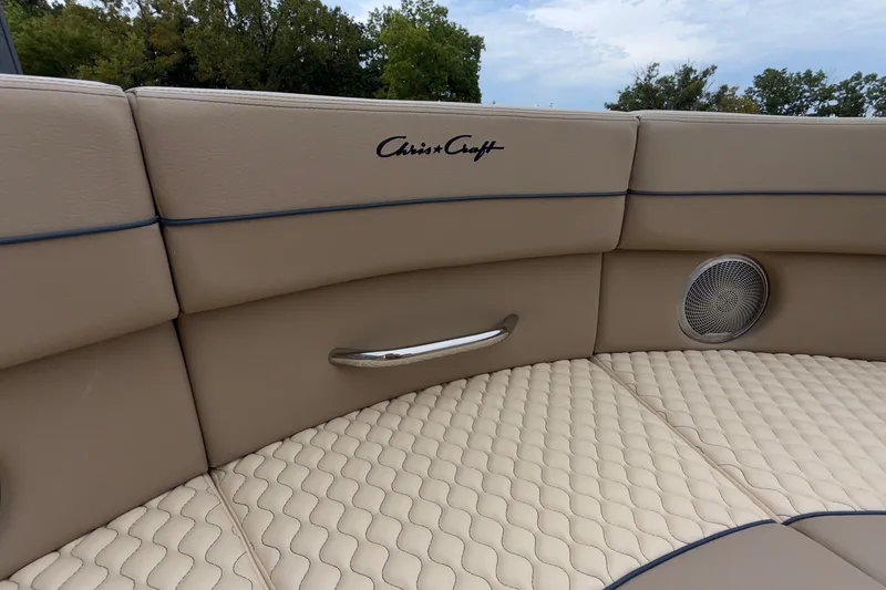 Slide: The Image of Luxurious interior of 2027 Chris-Craft Launch 35 GT boat with beige seating. - 54