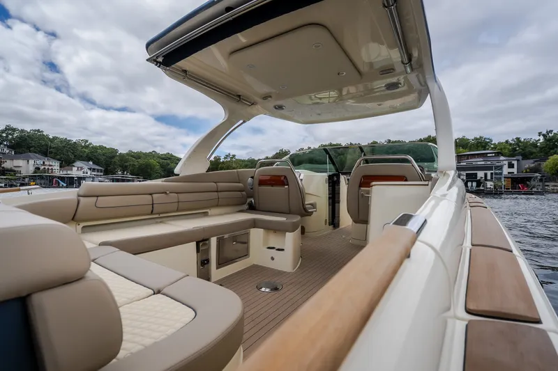 Slide: The Image of Luxurious 2027 Chris-Craft Launch 35 GT boat interior with elegant seating and modern design. - 21