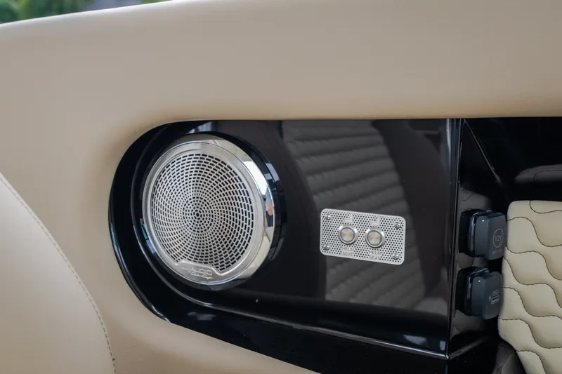 Slide: The Image of 2027 Chris-Craft Launch 35 GT interior speaker and control panel detail. - 84