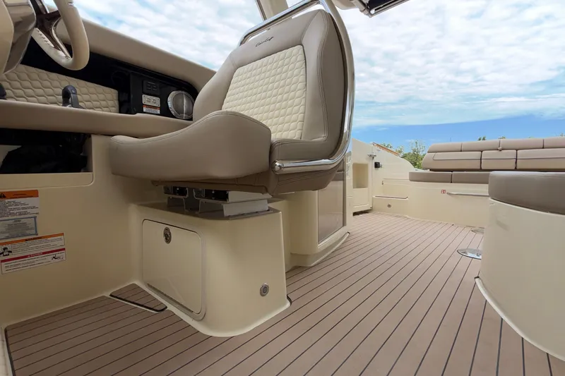 Slide: The Image of 2027 Chris-Craft Launch 35 GT interior with luxurious seating and sleek design. - 59