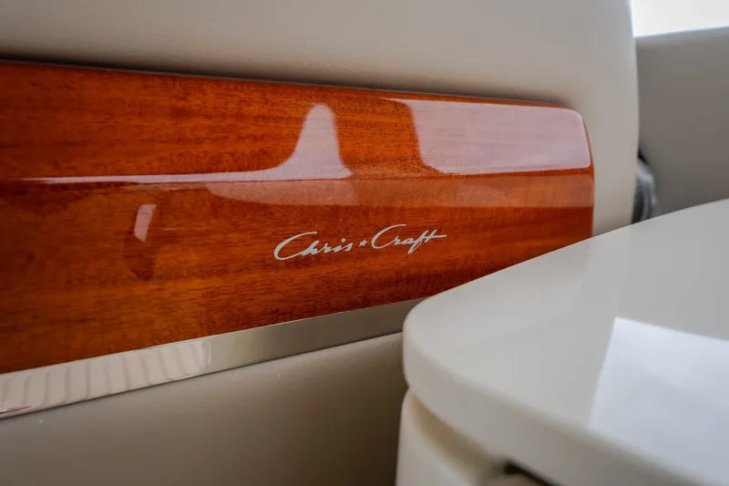 Slide: The Image of 2027 Chris-Craft Launch 35 GT interior detail with elegant wood finish. - 83