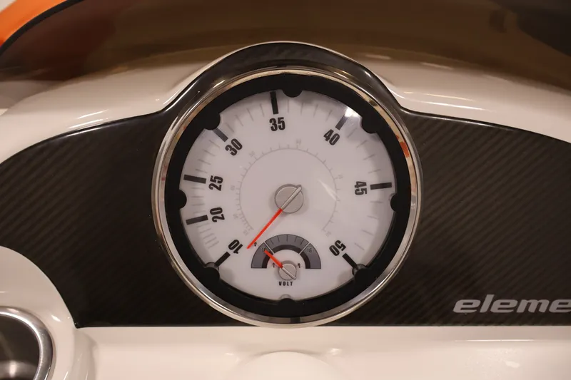 Slide: The Image of Close-up of 2019 Bayliner Element 180 XL speedometer on dashboard. - 19
