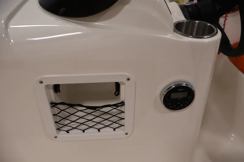 Slide: The Image of 2019 Bayliner Element 180 XL dashboard with cup holder and control panel. - 21