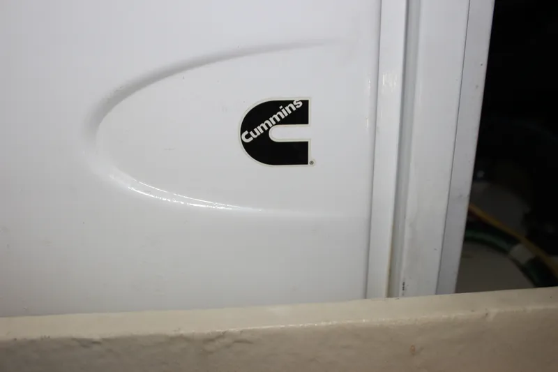 Slide: The Image of Cummins logo on 2019 Tiara Yachts C39 Coupe engine compartment. - 50