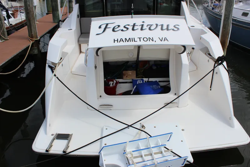 Slide: The Image of 2019 Tiara Yachts C39 Coupe named "Festivus" docked in Hamilton, VA marina. - 17