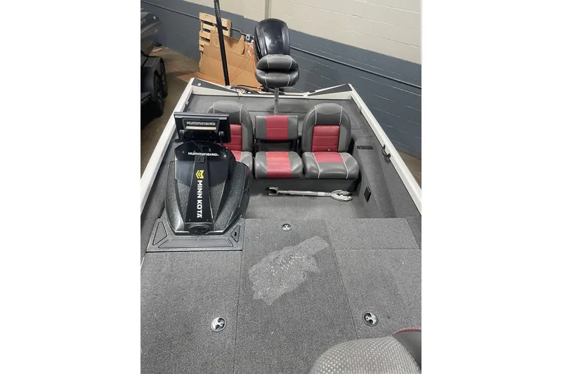 Slide: The Image of 2019 Ranger RT188 boat interior with Minn Kota trolling motor and Humminbird electronics. - 13