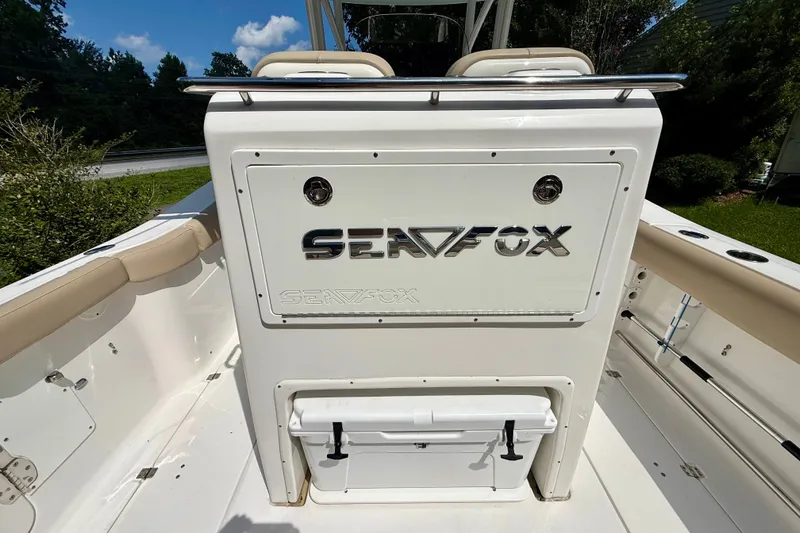 Slide: The Image of 2017 Sea Fox 288 Commander boat interior with branded storage compartment. - 16
