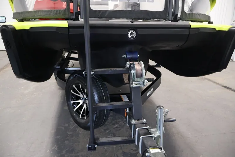 Slide: The Image of 2022 Sea-Doo Switch Sport 21 on trailer, showcasing rear view and trailer hitch. - 39