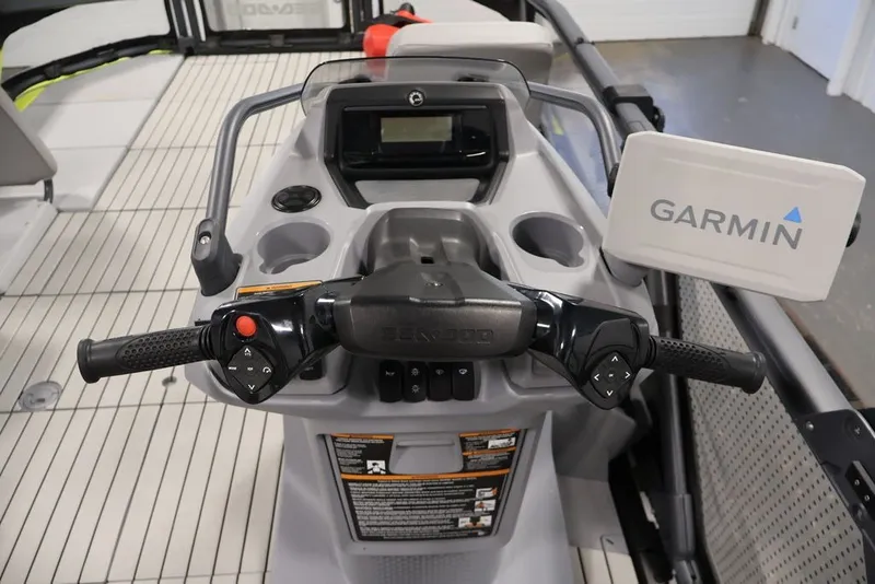 Slide: The Image of 2022 Sea-Doo Switch Sport 21 dashboard with Garmin navigation system. - 16