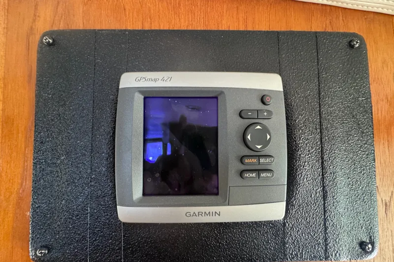 Slide: The Image of Garmin GPSmap 421 mounted on 1989 Ocean Yachts 48 Motor Yacht dashboard. - 76