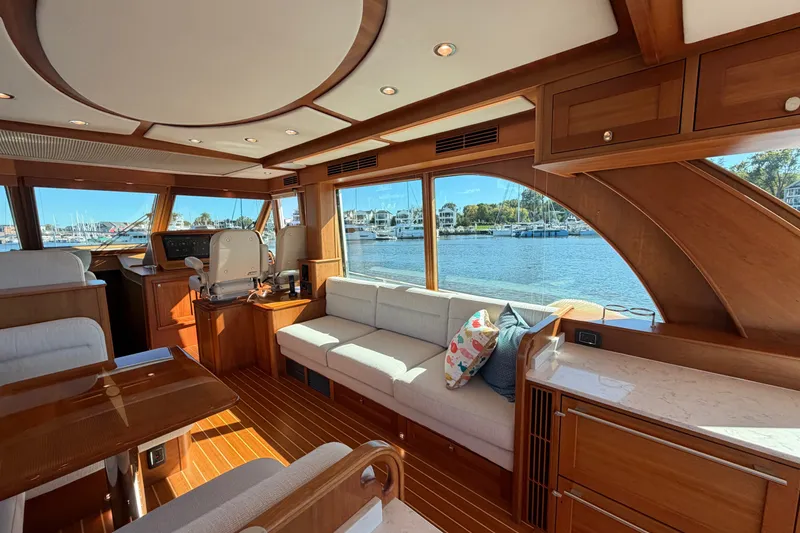 Slide: The Image of Luxurious interior of 2020 Sabre 58 Salon Express yacht with waterfront view. - 11
