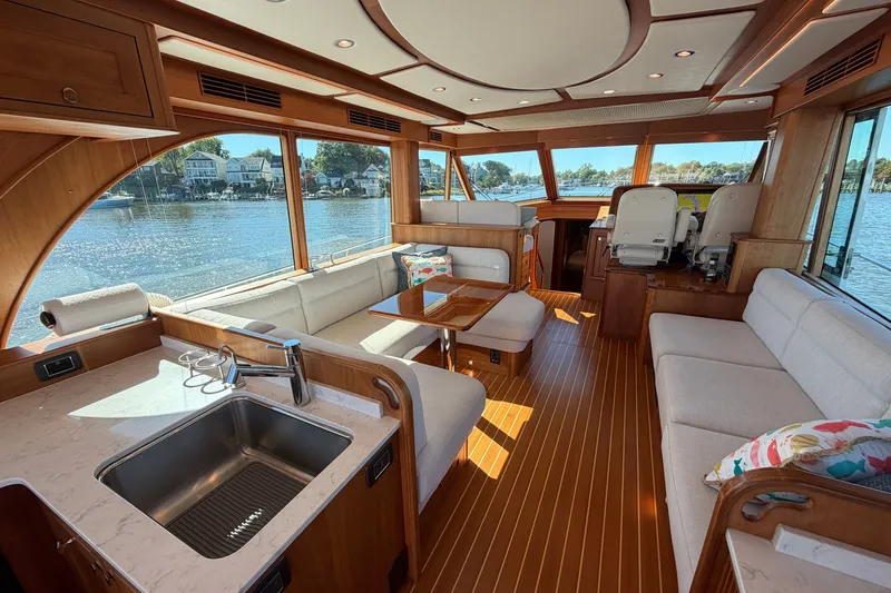 Slide: The Image of Luxurious interior of 2020 Sabre 58 Salon Express yacht with elegant wood finishes. - 3