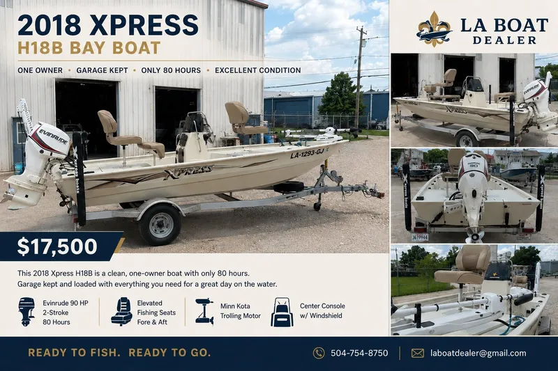 The Image of 2018 Xpress H18 Bay Boat for sale, excellent condition, 80 hours, $17,500, LA Boat Dealer. - 0