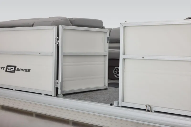 Slide: The Image of Manufacturer Provided Image: 2026 Sun Tracker Party Barge 22 XP3 pontoon boat with open side gate. - 77