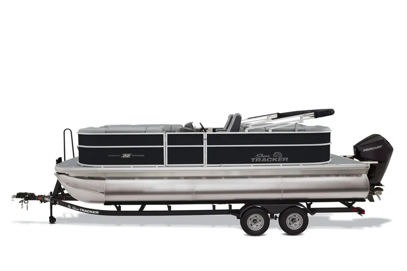 Slide: The Image of Manufacturer Provided Image: 2026 Sun Tracker Party Barge 22 XP3 pontoon boat on trailer, side view. - 31