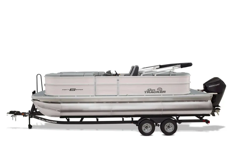 Slide: The Image of Manufacturer Provided Image: 2026 Sun Tracker Party Barge 22 XP3 pontoon boat on trailer, side view. - 24