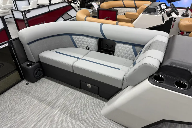 Slide: The Image of 2027 Crest Conquest 230 SLSC boat interior with luxurious seating and modern design. - 6