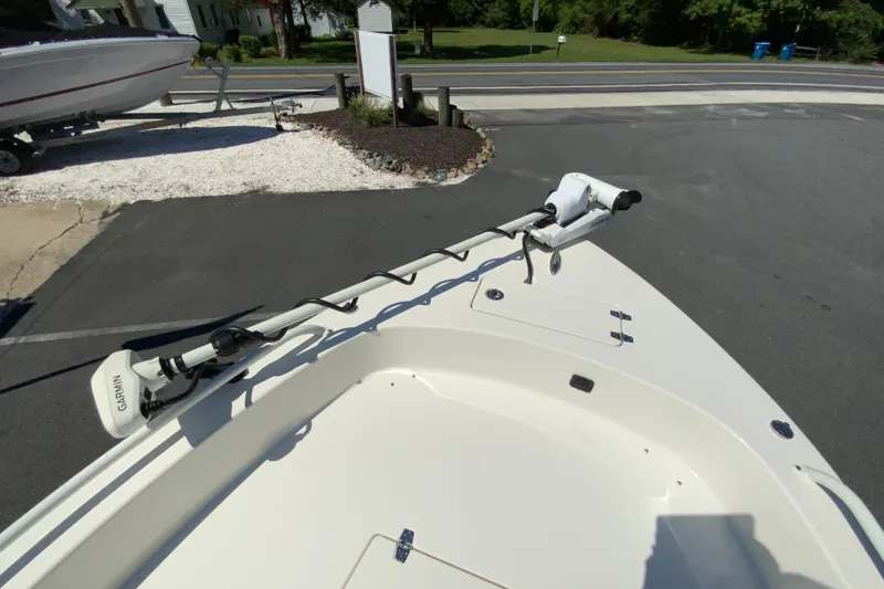 Slide: The Image of 2025 Pathfinder 2600 TRS boat with Garmin trolling motor on deck. - 31