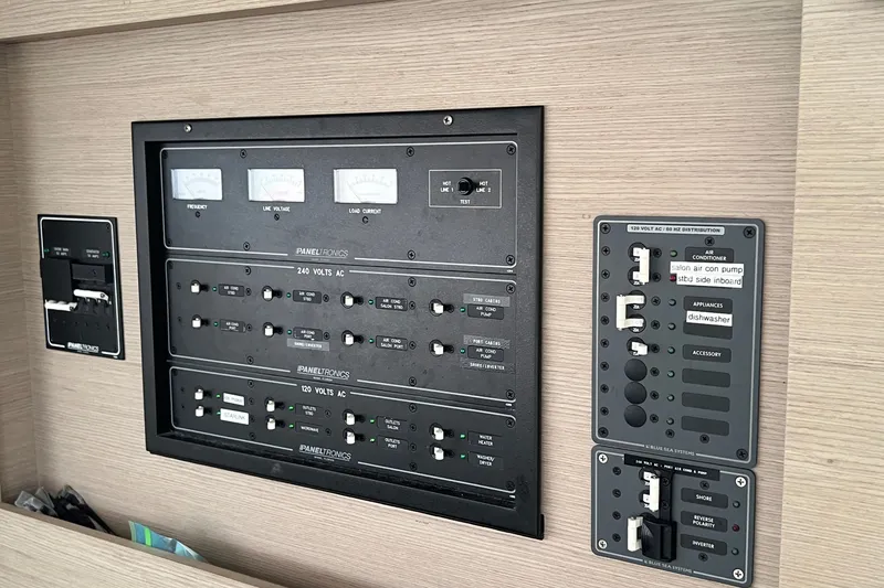Slide: The Image of Electrical control panel on a 2021 Fountaine Pajot SABA 50 catamaran. - 80