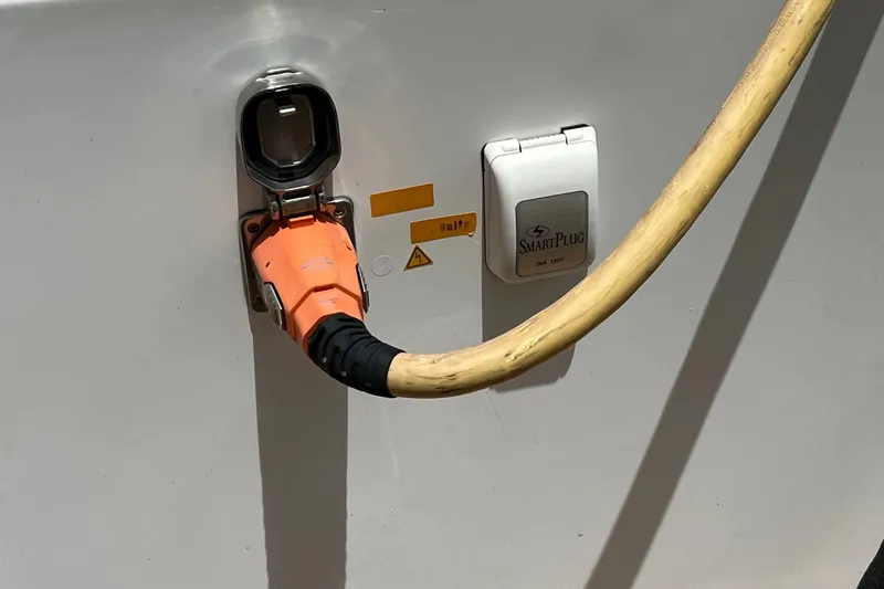 Slide: The Image of Power connection on 2021 Fountaine Pajot SABA 50 yacht with SmartPlug system. - 75