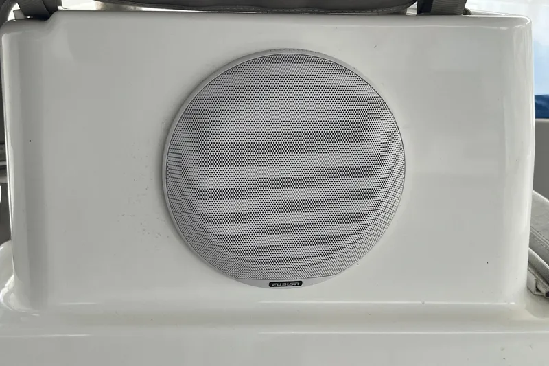 Slide: The Image of Speaker on 2021 Fountaine Pajot SABA 50 yacht, featuring a sleek white design. - 66