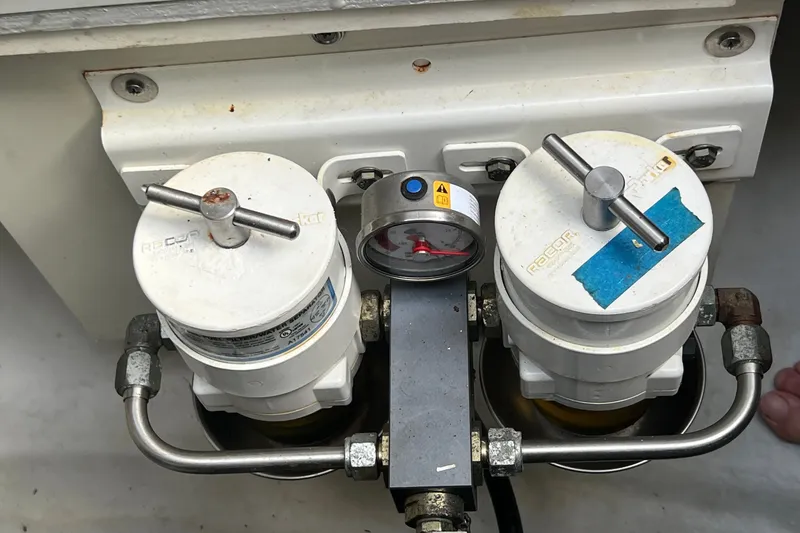 Slide: The Image of Fuel filter system on a 2021 Fountaine Pajot SABA 50 catamaran. - 90