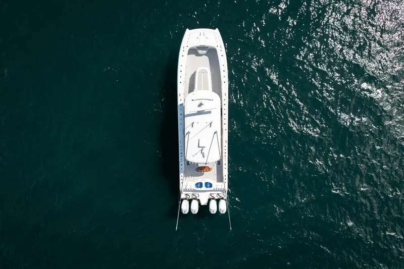 Slide: The Image of Aerial view of 2024 Freeman 43 boat on open water. - 34