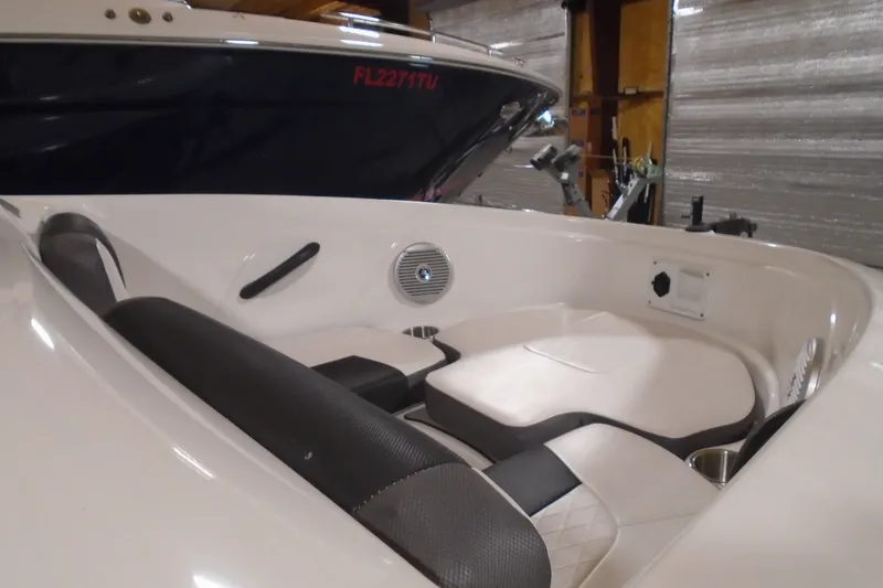 Slide: The Image of Interior view of a 2023 Tahoe 185 S boat, featuring sleek seating and modern design. - 13