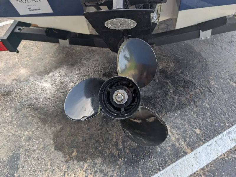 Slide: The Image of Close-up of a propeller on a 2023 Bayliner VR4 Bowrider. - 4