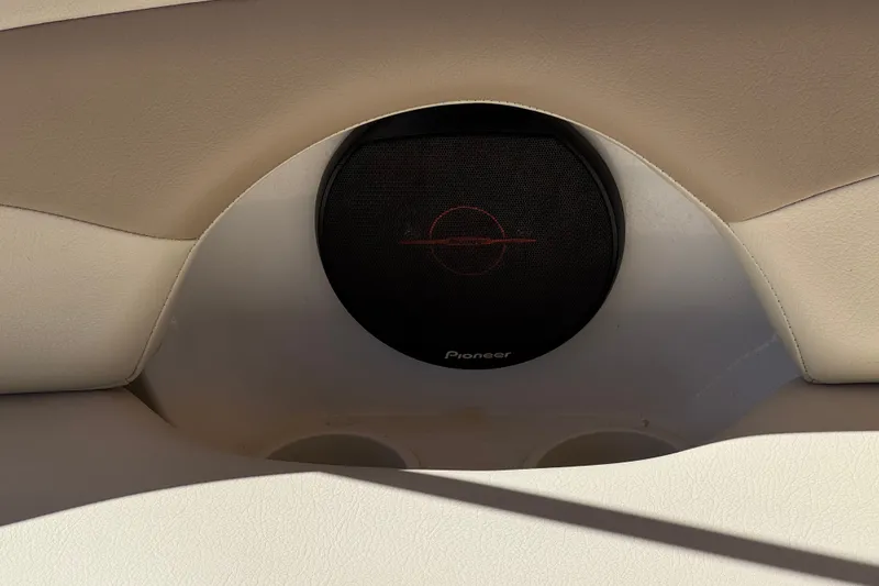 Slide: The Image of Pioneer speaker in 2003 Chaparral Sunesta 263 boat interior, beige upholstery. - 24