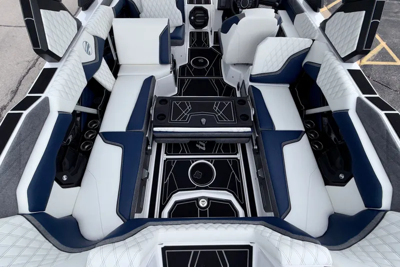 Slide: The Image of Luxurious interior of 2027 Tigé 24RZX boat with stylish seating and modern design. - 22