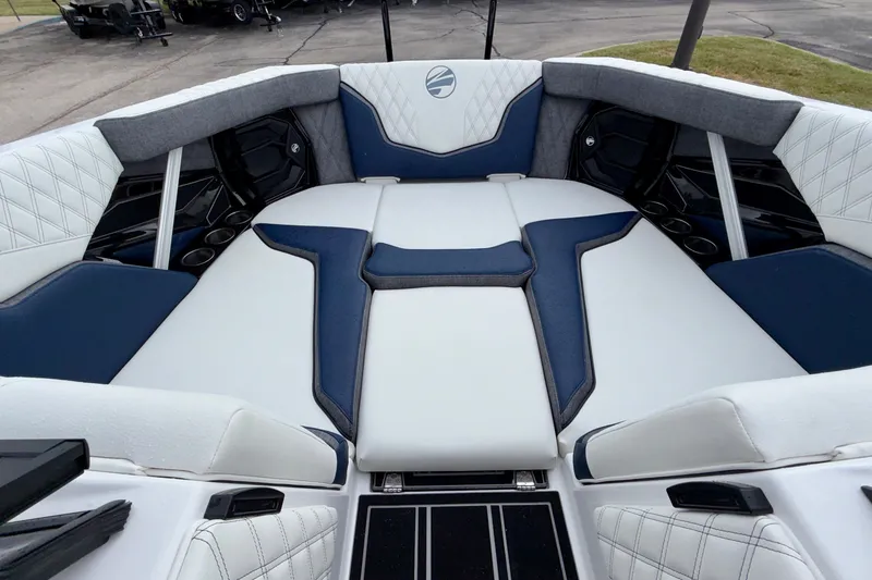 Slide: The Image of Luxurious interior of 2027 Tigé 24RZX boat with stylish seating and modern design. - 46