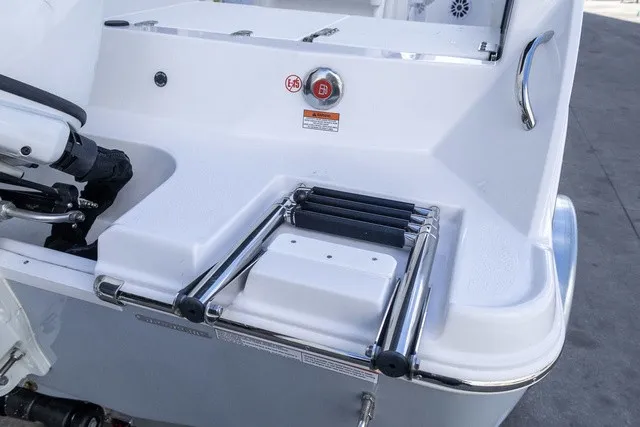Slide: The Image of The image shows a swim platform with a retractable ladder and stainless steel handles. - 13