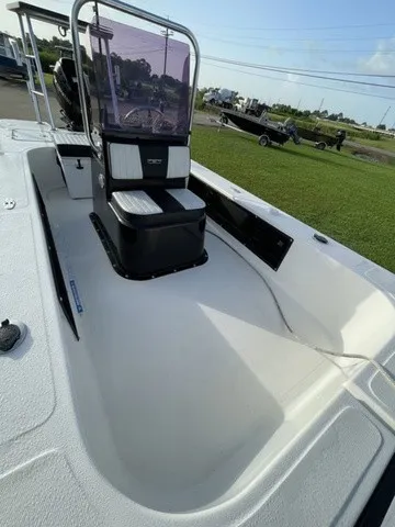 Slide: The Image of A 2019 Topwater Skiffs FS190 with an open deck and bench seat, ideal for fishing trips. - 16