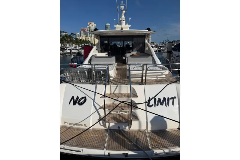 Slide: The Image of Luxury yacht "No Limit" docked, Princess V70 model, 2005, Pompano Beach, FL marina. - 12