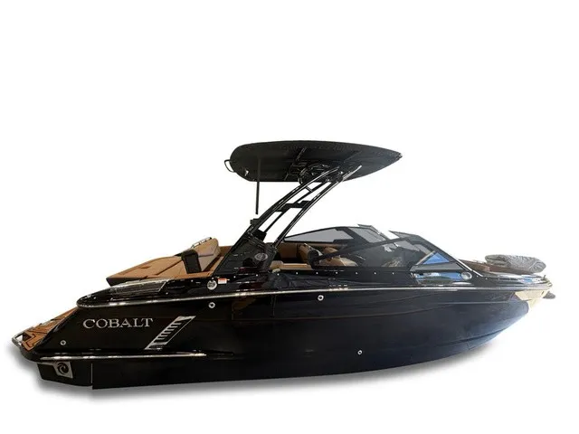 The Image of 2027 Cobalt R4 Surf boat with sleek design and black finish. - 1