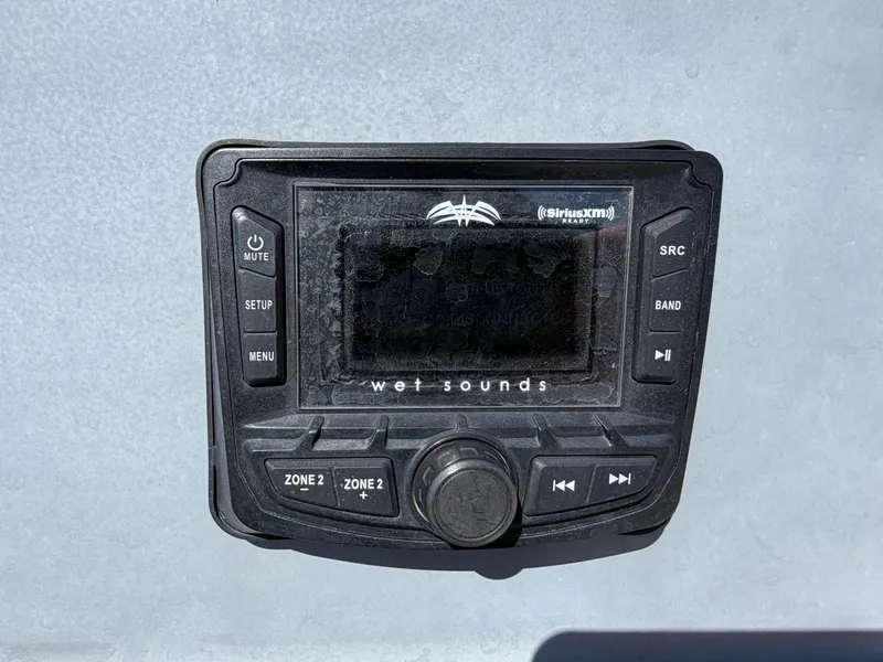 Slide: The Image of A Wet Sounds audio system is integrated into the boat, featuring controls for volume and channel selection. - 21