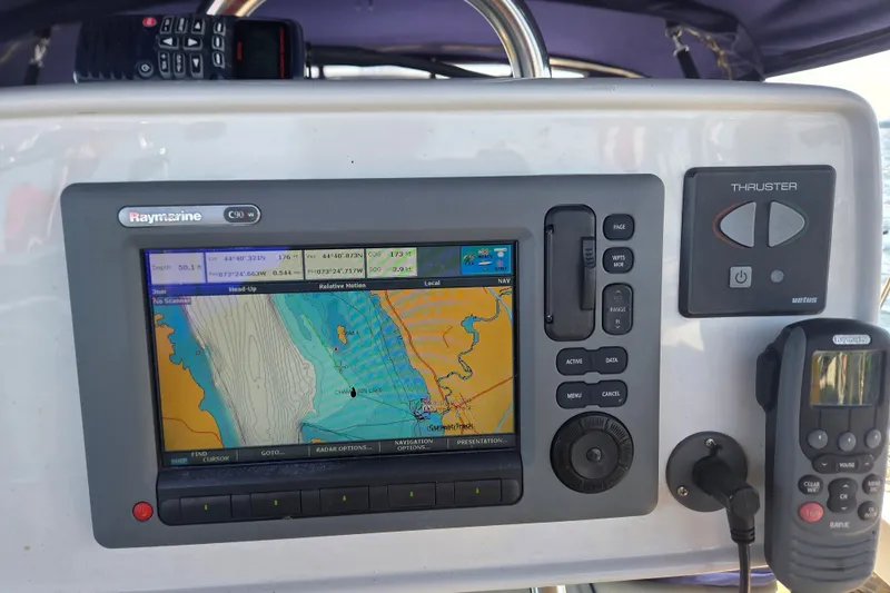 Slide: The Image of Navigation system on a 2011 Hake Seaward 32RK sailboat, featuring Raymarine electronics. - 20