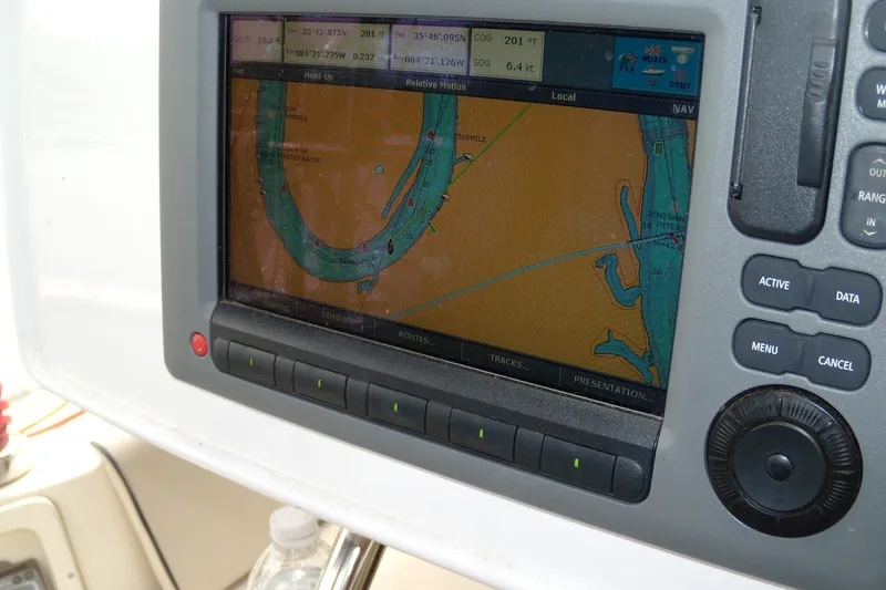 Slide: The Image of Navigation system on a 2011 Hake Seaward 32RK sailboat displaying a nautical chart. - 21