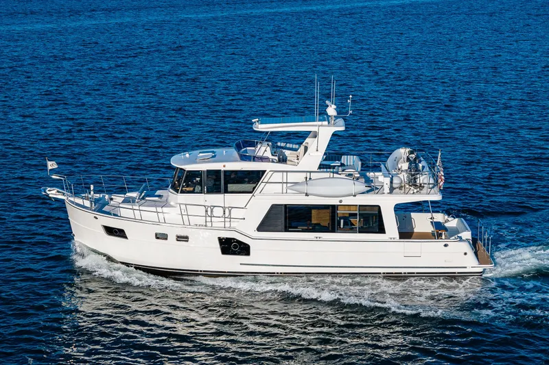 Slide: The Image of 2023 North Pacific 53 Euro yacht cruising on open blue waters. - 106