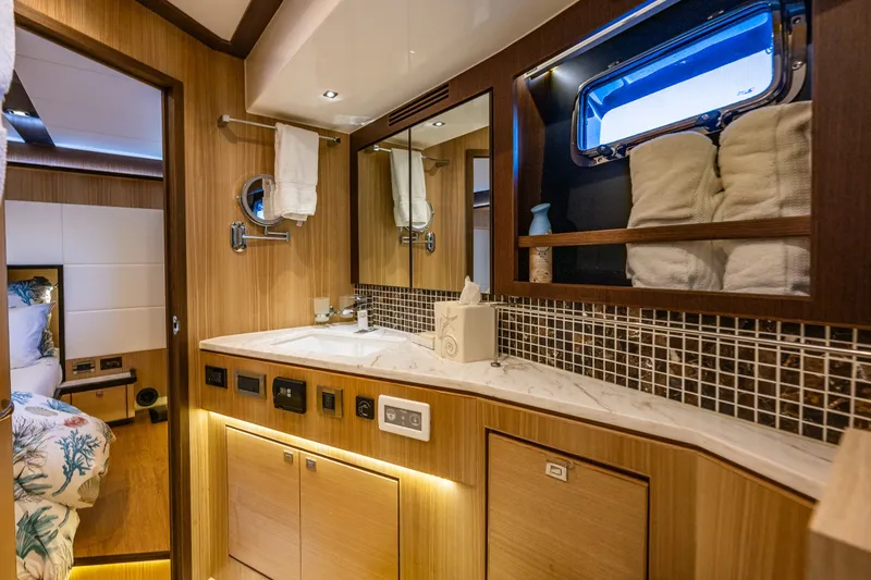 Slide: The Image of Luxurious bathroom interior of 2023 North Pacific 53 Euro yacht with modern amenities. - 40