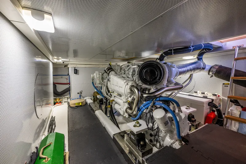 Slide: The Image of Engine room of 2023 North Pacific 53 Euro yacht, showcasing advanced machinery and equipment. - 77