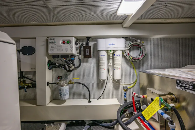 Slide: The Image of Engine room of 2023 North Pacific 53 Euro yacht with Aqua-Pure filtration system. - 81