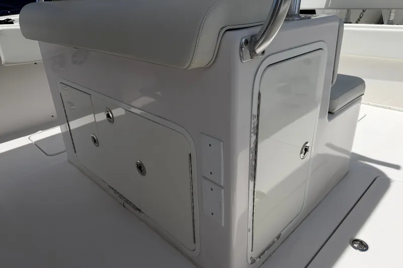 Slide: The Image of 2013 Fountain 34 Center Console boat interior storage compartments. - 42