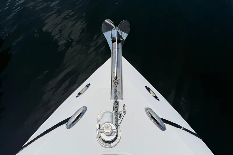 Slide: The Image of Bow view of 2013 Fountain 34 Center Console boat with anchor detail. - 28