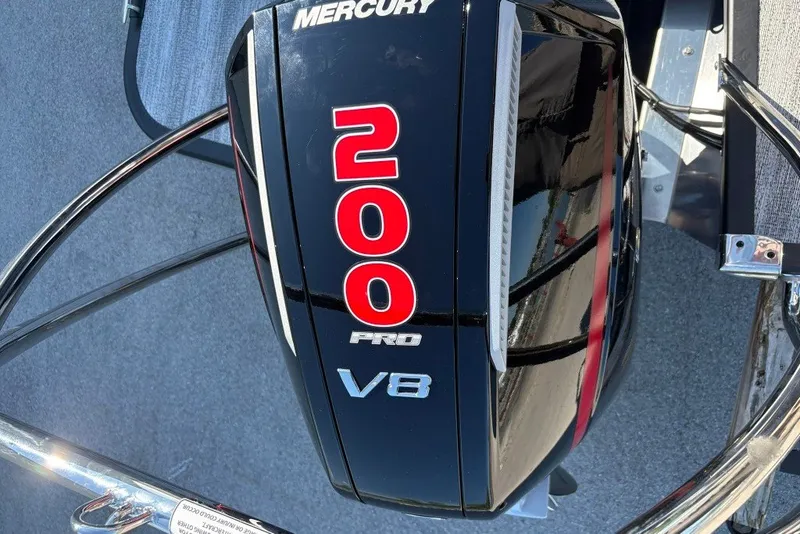 Slide: The Image of Mercury 200 Pro V8 engine on a 2027 Bennington 22 M Open Fastback Quad Bench boat. - 11