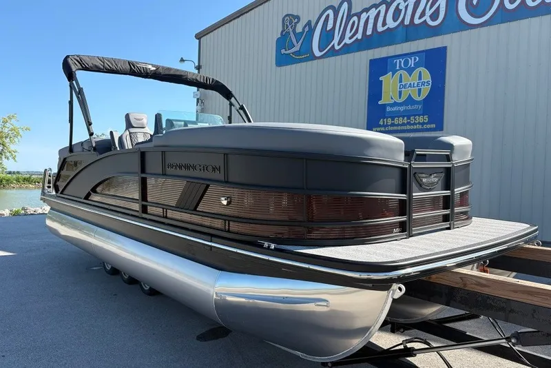 Slide: The Image of 2027 Bennington 22 M Open Fastback Quad Bench pontoon boat at Clemons Boats dealership. - 3