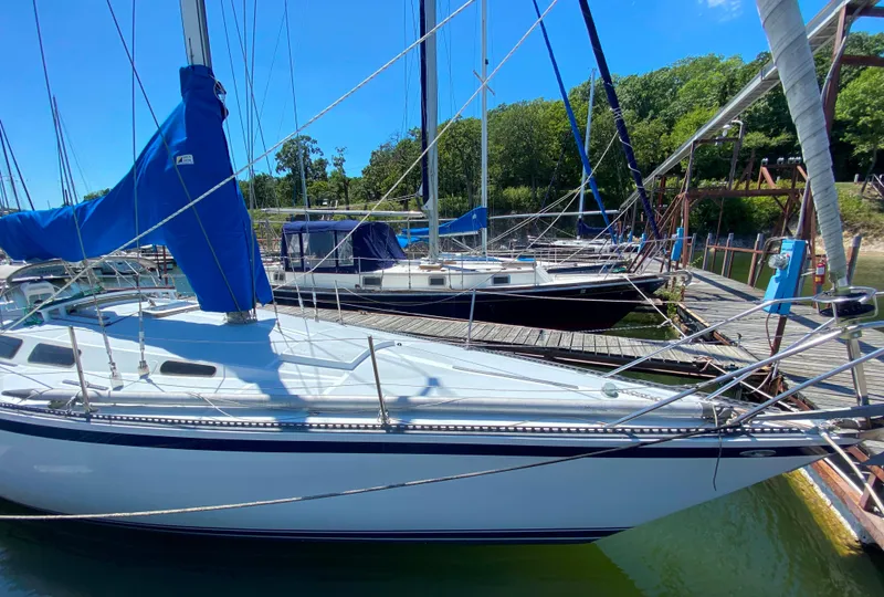 Slide: The Image of 1978 Sailboat MSY 38 docked at marina on a sunny day. - 6